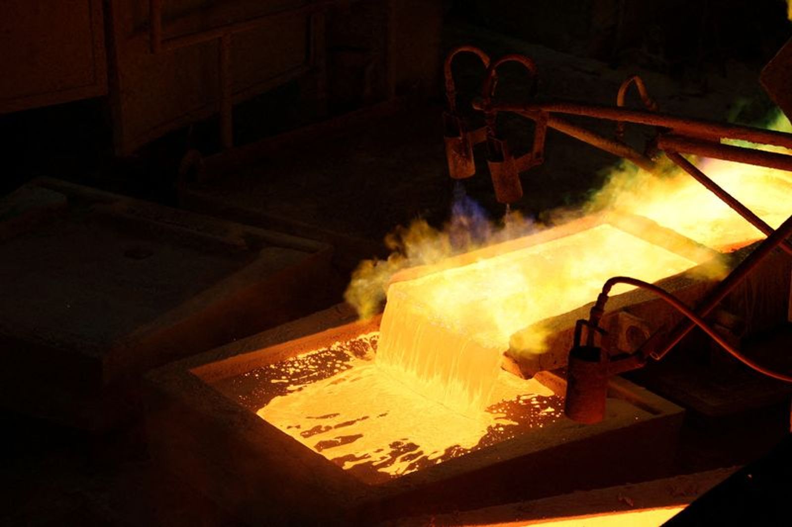 FILE PHOTO: A general view of molten copper at Anglo American's smelter in Chagres, Chile, obtained by Reuters on April 26, 2024. Anglo American/Handout via REUTERS/File Photo