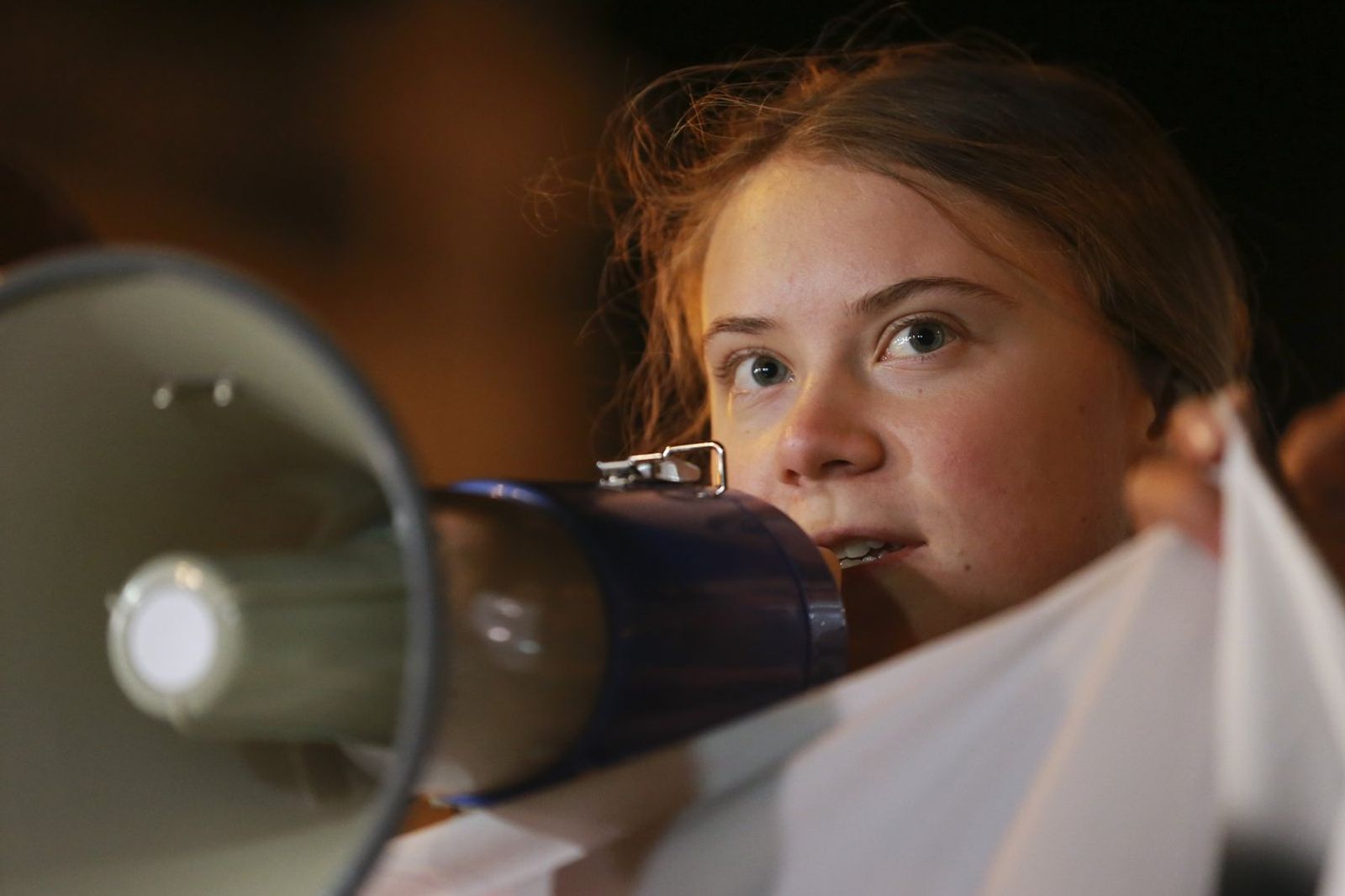 Sweden's climate activist Greta Thunberg attends a rally in Tbilisi, Georgia, Monday, Nov. 11, 2024, as Baku hosts the COP29 U.N. Climate Conference. (AP Photo/Zurab Tsertsvadze)