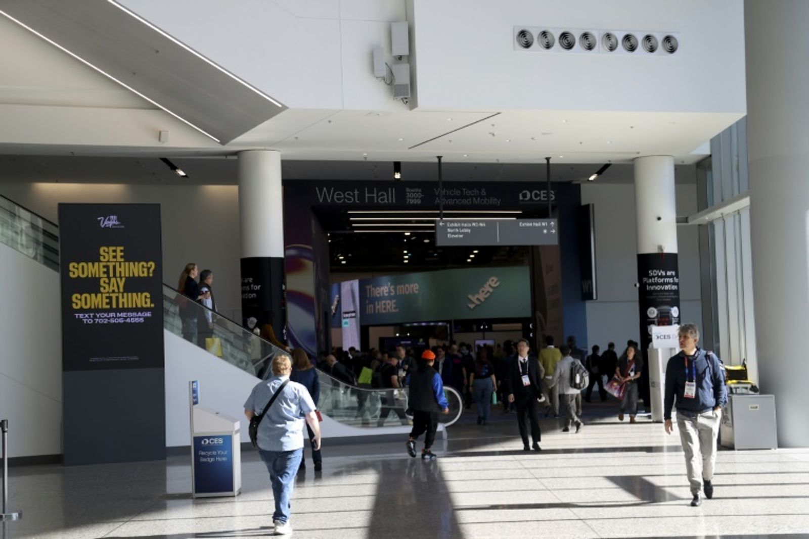 Attendees walk through the main entrance during the Consumer Electronics Show in Las Vegas on January 10, 2025 (AFP)